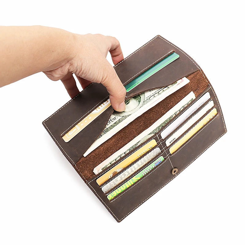 Vintage Cowboy Leather Cover Leather Card Holder Extra Capacity Wallet Slim Billfold Leather Wallet For Men