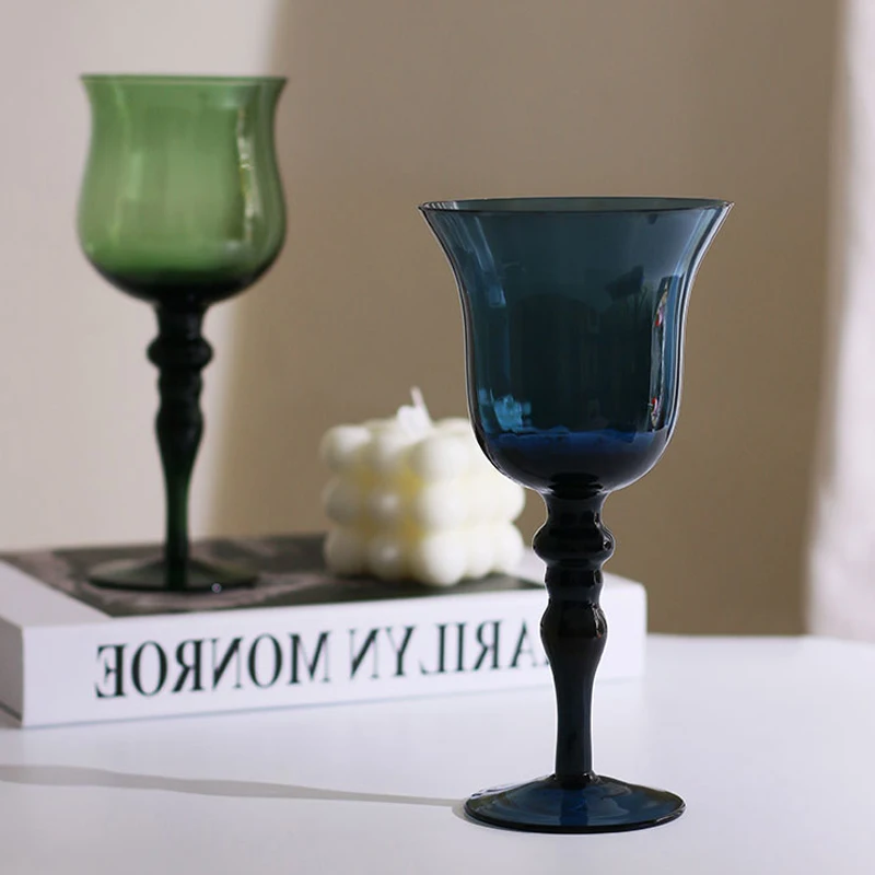 Colored Wine Glass Goblets Vintage Glass Wine Drinking Glasses Cup Vintage Wine Glasses