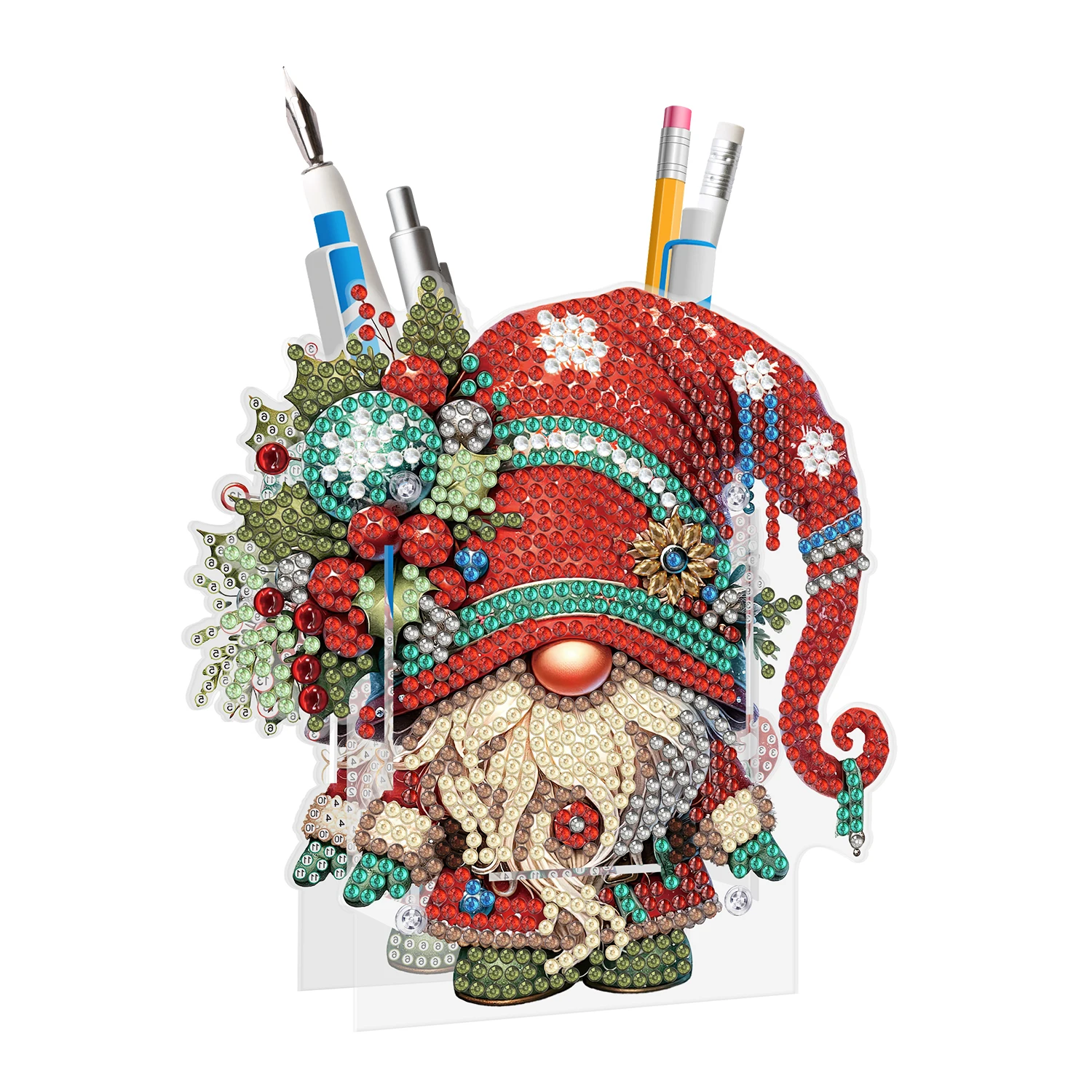 Christmas Desktop Ornaments Organizer Diamond Painting Pencil Holder Diamond Art Kits for Kids Adults