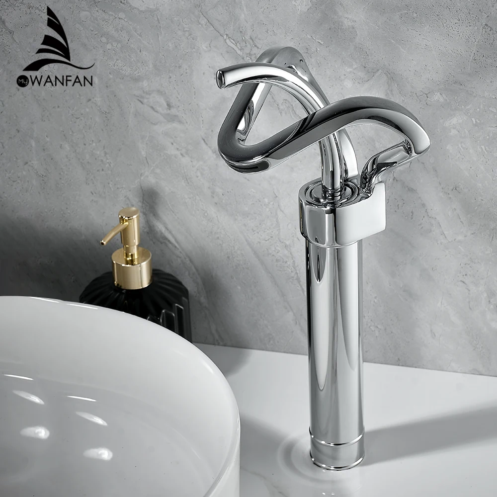 New Design Crown Tall High Basin Faucets 1 Hole 1 Handle Hot & Cold Bathroom Sink Mixer Tap Deck Mounted luxury Lavatory Faucet