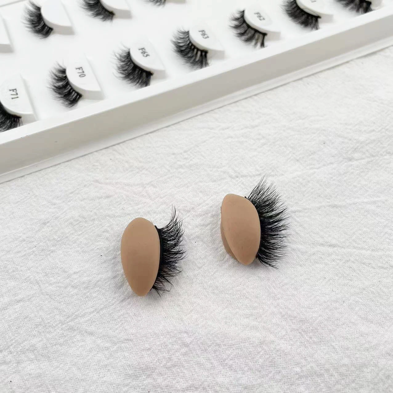 Wholesale 3D Wispy Faux Mink Silk Strip Eyelashes black cotton Band Natural Half False Lash For Makeup Natural Soft Lashes