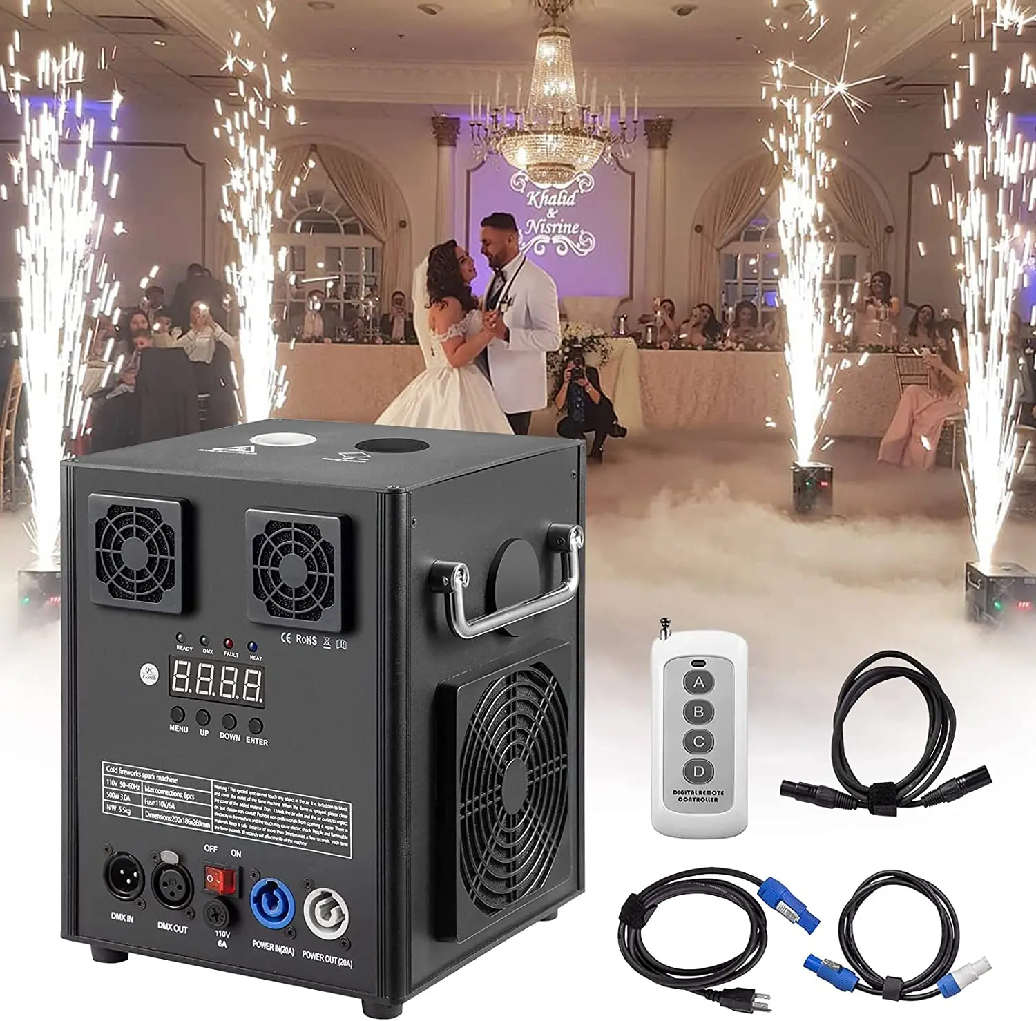 Topflashstar 600W Fountain Fireworks Machine indoor Wireless Remote Control  fireworks cold spark machine  wedding Stage Party