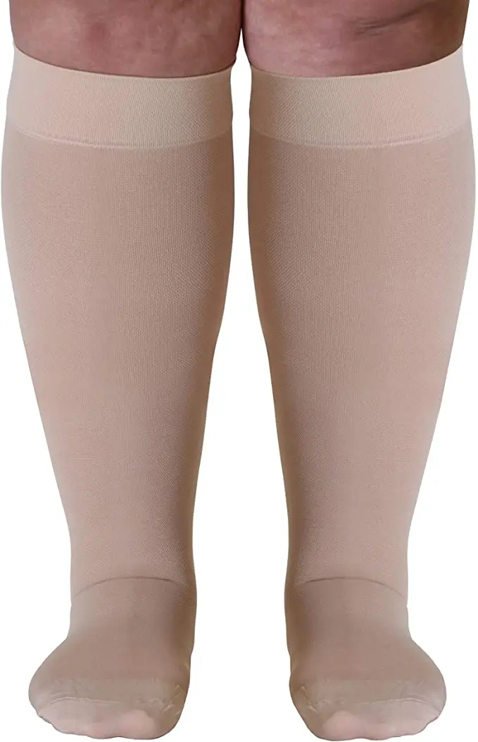 Plus Size Comfortable Pressure Running Sport Plain Performance Design medical Nurse Compression Socks 20-30 mmhg