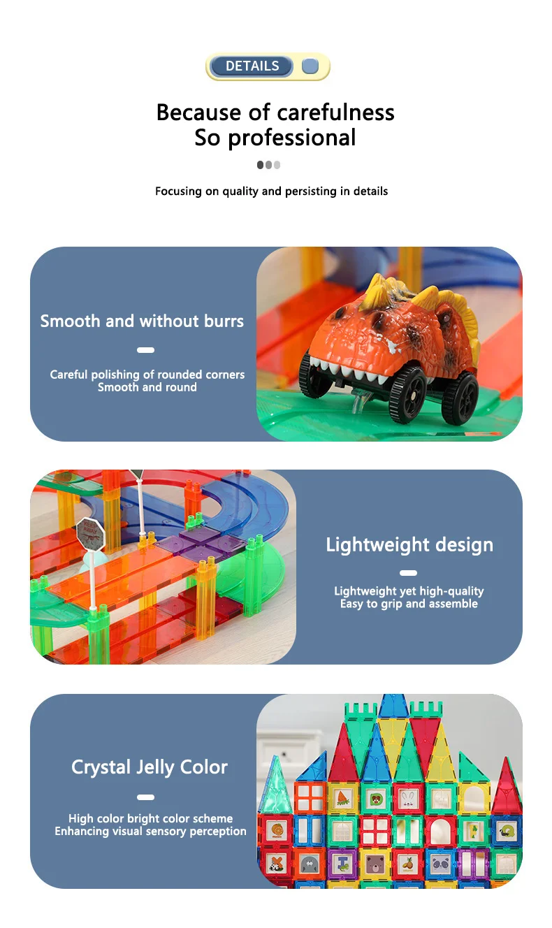 Dinosaur Track World Color DIY Magnetic Assembly Block Universal Dinosaur Track Car 3D Multi layered Magnetic Dinosaur Track Car