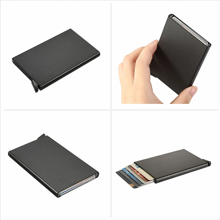 Новый дизайн Ультра металлический Rfid серый цвет всплывающие карты пользовательский кошелек минималистский алюминиевый держатель для кредитных карт зажим денег