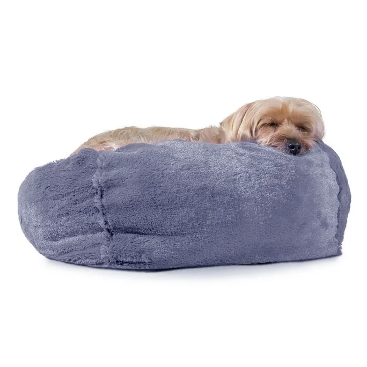 Micro Beans OEM Lazy Gray Mist Round Plush Ball Pet Dog Bed Pillow Bed