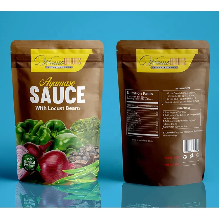 Tomato paste 70g bag black pepper sauce packaging retort pouch high temperature 121 moi moi cooking pouch