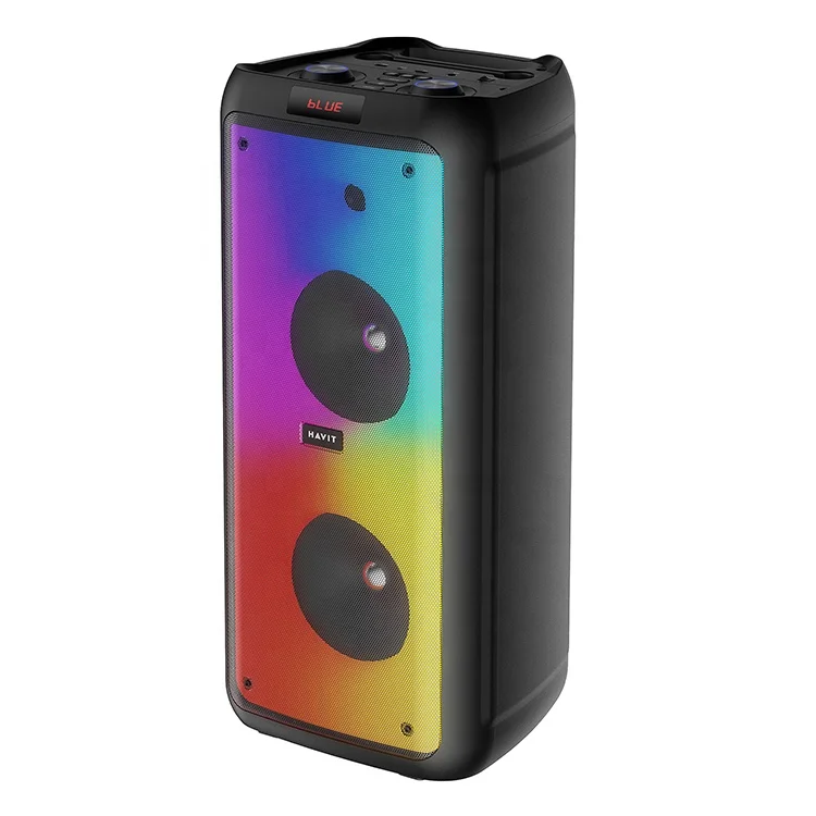 SQ141BT Havit Boombox Portable Party Speaker Rgb Led Usb Tf Wireless Dj Floor Standing Outdoor Karaoke Trolley Speaker 8 Inch