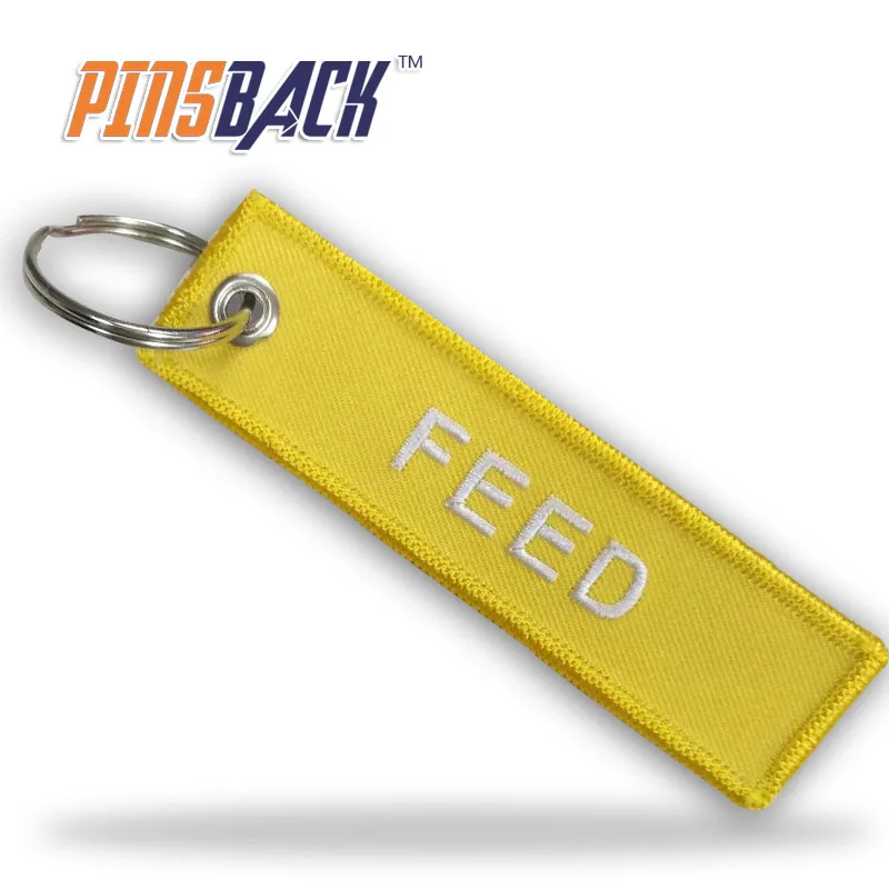 Wholesale Personalized Free Custom Designs Machine Made Embroidery Keychain Heat Seal Embroidered Double Side Key Tag