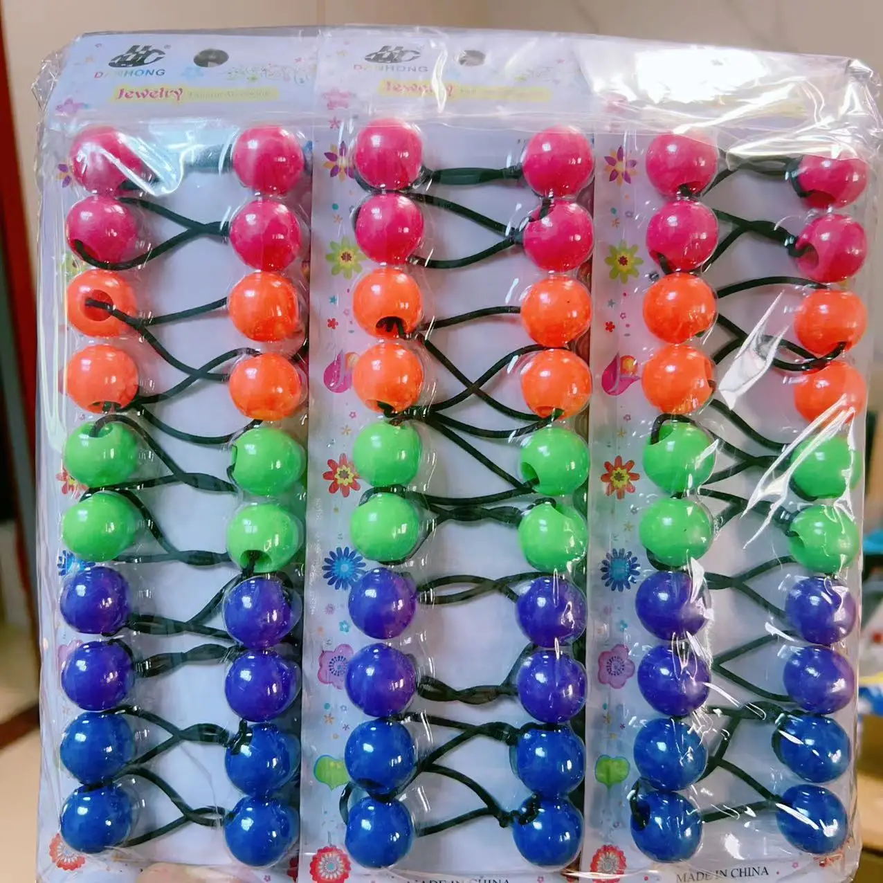 MYLULU quality hotsale elastic ponytail beads knocker ball hair ties kids hair balls for toddler girls hair bobbles with balls