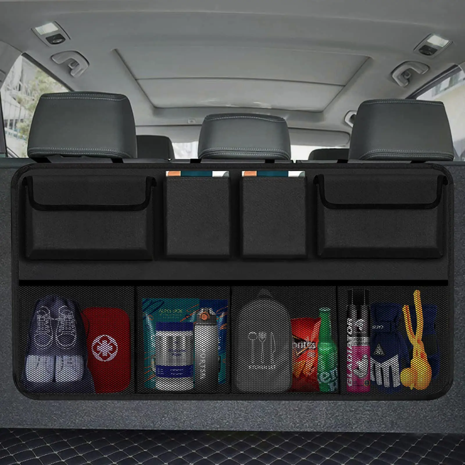 Factory Custom Backseat Hanging Organizer car organizer with 8 Large Storage Bag for SUV Trunk Space Saving Expert