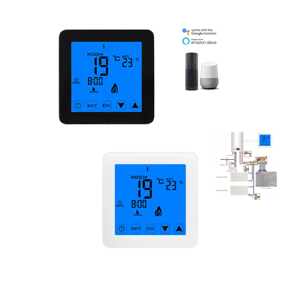 HY08BW Popular underfloor heating hvac room thermostat thermostatic valves gas water heater remote control