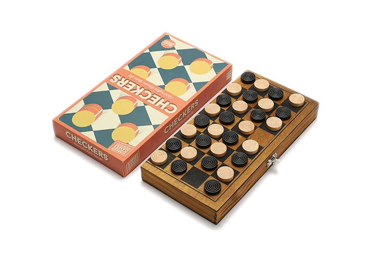 
WAFFLE GAMES Varnished Wooden Checkers With Antique Finish Wooden Draughts 