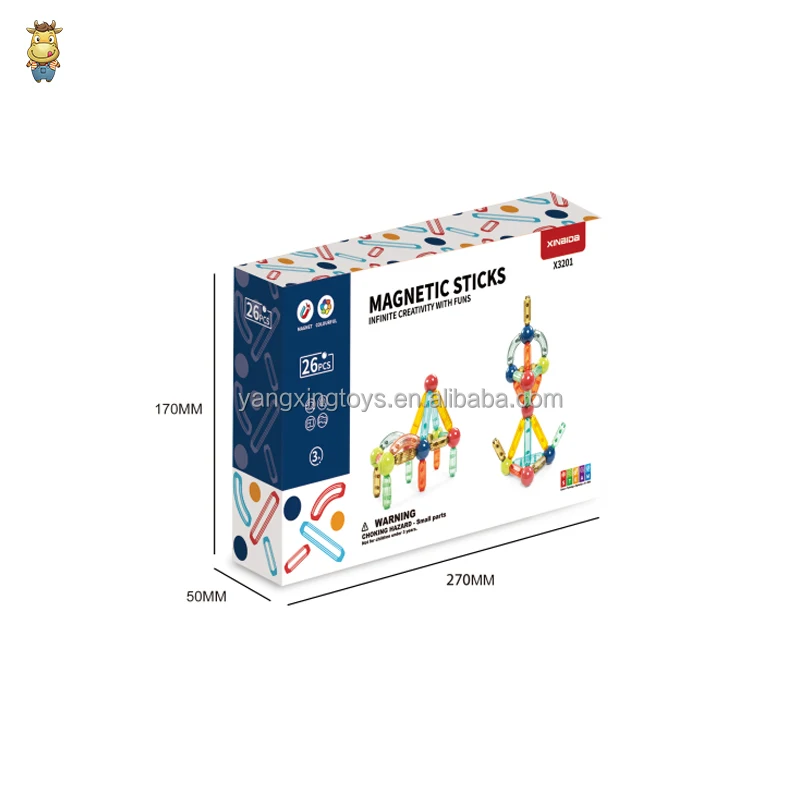 Mini 26PCS Creative Game Transparent Magnetic Stick Building Blocks Toys Set