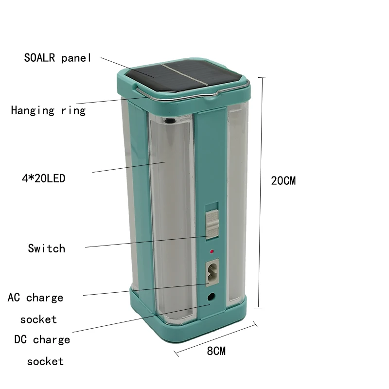 solar  power rechargeable emergency light  for camping