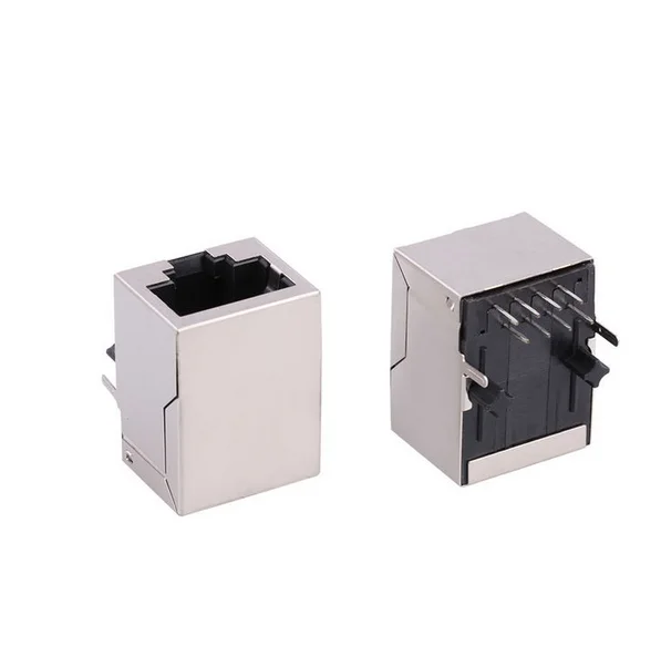 Professional Manufacturer of RJ45 Connector with LED Black Housing with Transformer Material PBT/PA66/PA46