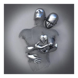 Nordic Couples Metal Figure Statue Abstract Art Canvas Painting Lover Sculpture Wall Hanging Painting for Living Room Home Decor