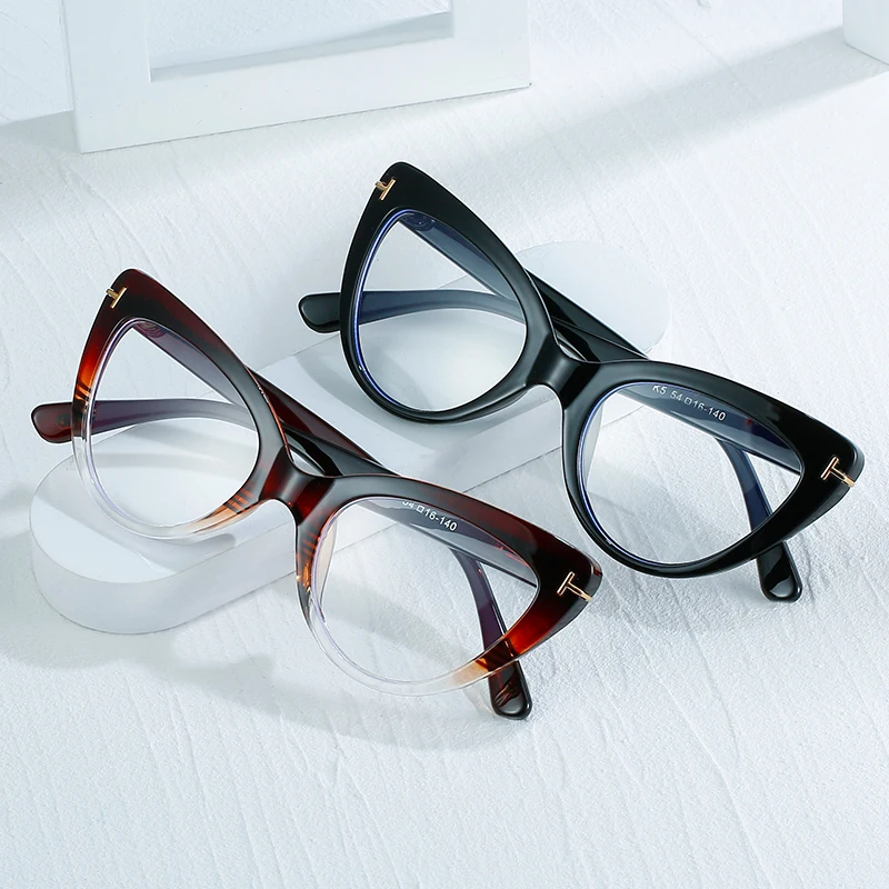 Latest hot selling italian brand designer cat eye optical glasses frame anti blue light glasses for women