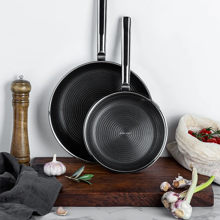 Fast Shipping Triply Durable Stainless Steel Fry Pans Cookware Sets Cooking Frying Pan