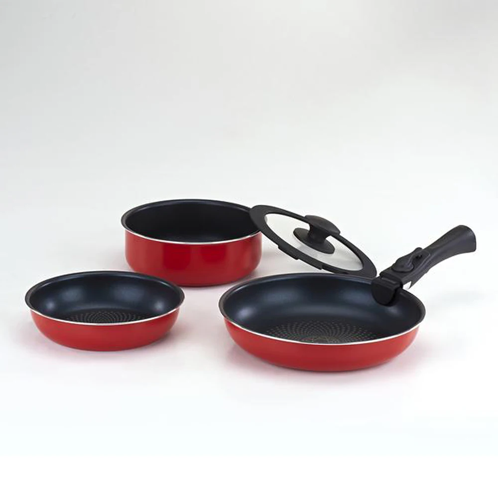 Aluminium non-stick Cookware Set Detachable handle high profile  household WOK pan Set