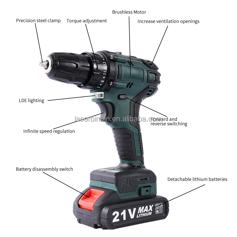 Handheld powerful battery electric screw driver cordless drill home tool kit