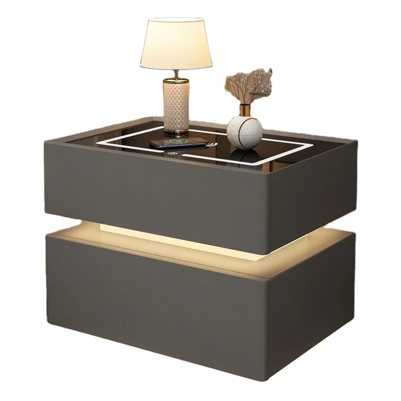 Bedside Table Solid Wood Home Hotel Nightstand Bedside Table With Double Drawers And Cabinet For Storage