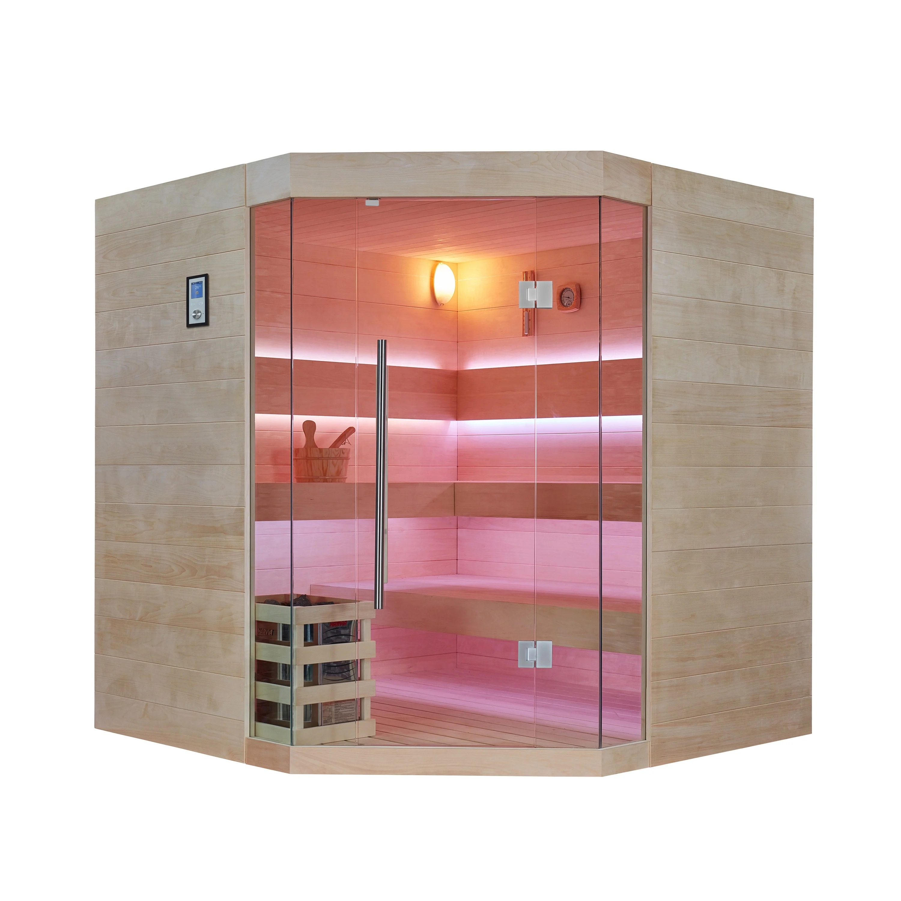 MEXDA Manufacturer Customized Hotel Family Home Use Indoor Culture Stone Solid Wood Dry Steam Sauna Room 4 Person WS-1902