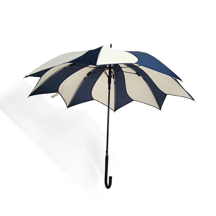 LOTUS China Manufacturer Fiberglass Ribs Flower Shape Design umbrella Hook Handle Umbrella for Rain and Sunshine