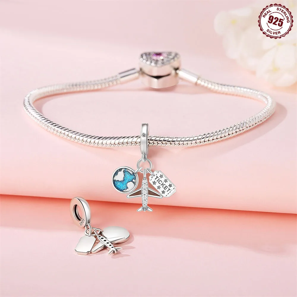 New Arrival Hot Sale Fashion S925 Sterling Silver Global Travel Series Charm Bead DIY Jewelry Bracelet Accessories Pendant