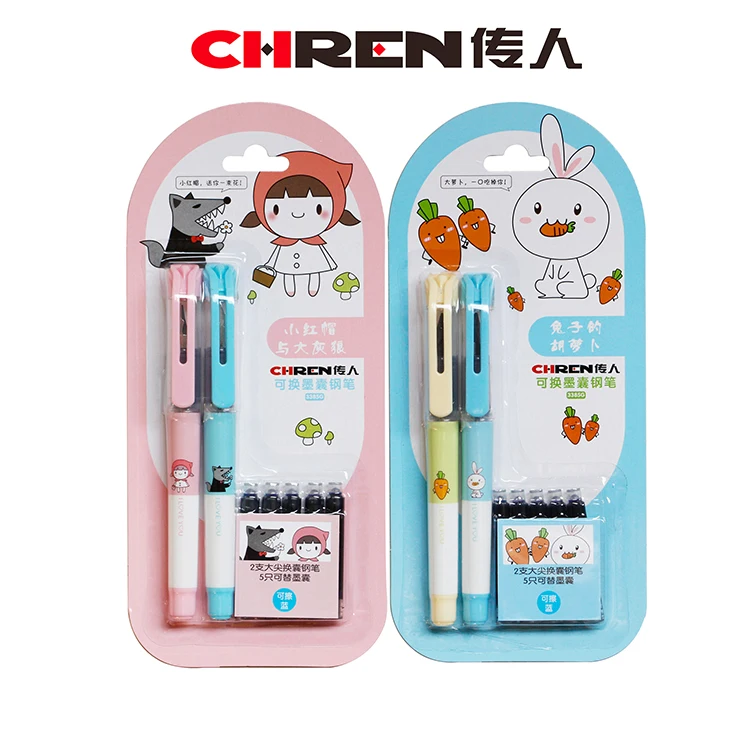 Cheap Economical Blister Card OEM Heat Transfer Film Plastic Fountain Pen For Student