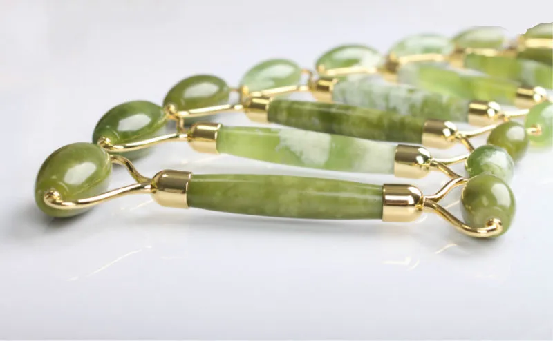  100% натуральный нефритовый массажер для лица nephrite green jade derma face stone ball roller and gua
