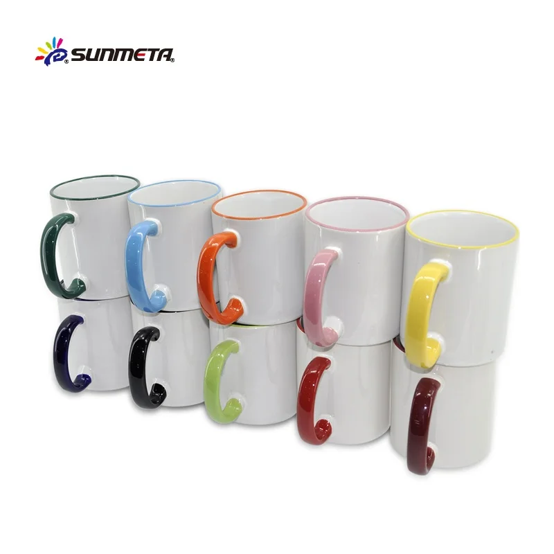 11oz wholesale rim and handle color white sublimation mug cups products for sublimation