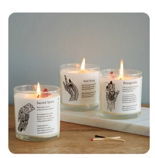 
classic glass Gem crystal healing soy wax scented candle luxury glass jar 