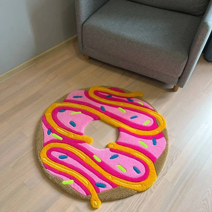 New design food shape floor carpet anti slip microfiber area rug bath mats for living room