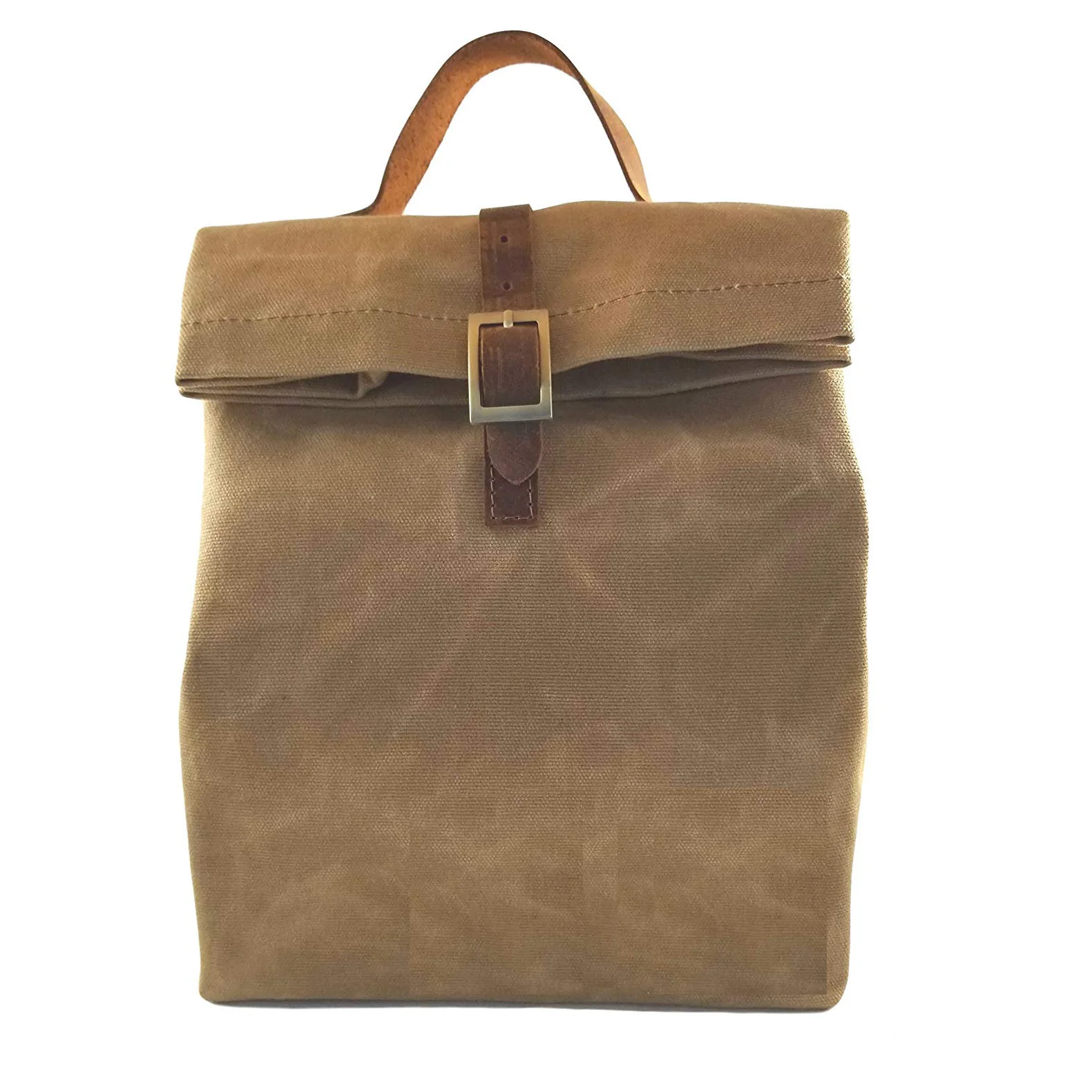 Waterproof Thermal Insulated Waxed Canvas Lunch Bags for Women Men and Kids Reusable Rolled-top