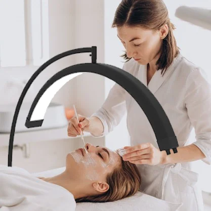 Hot 28inch Golden Half Moon Light Professional Eyelash Extension Floor Fill Light Arc Ring Light with Tripod Stand&Phone Clip