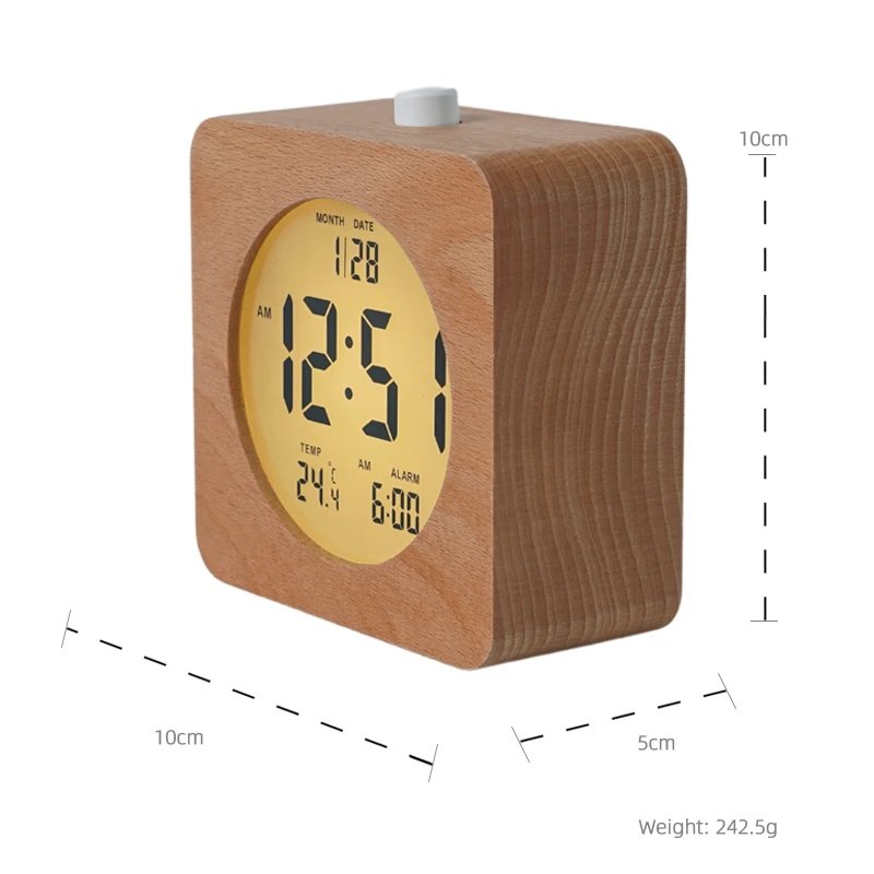 Большая скидка деревянный календарь с подсветкой и функцией повтора будильник для спальни