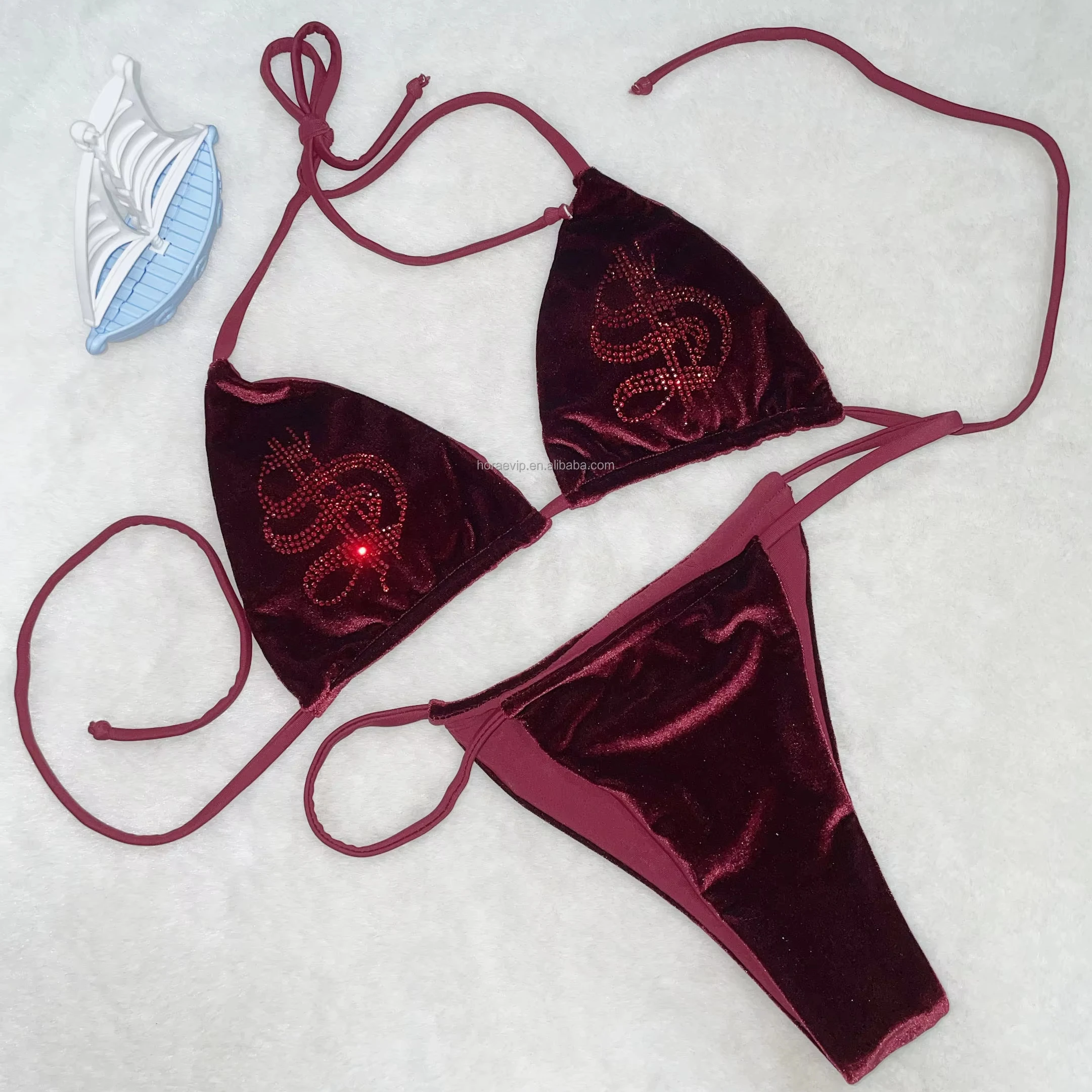 B034 Fashion Top-Ranking Bikini Club Outfits Glitter Exotic Dancewear Crystal Beaded Swimwear Rhinestone Costume Bikini Set