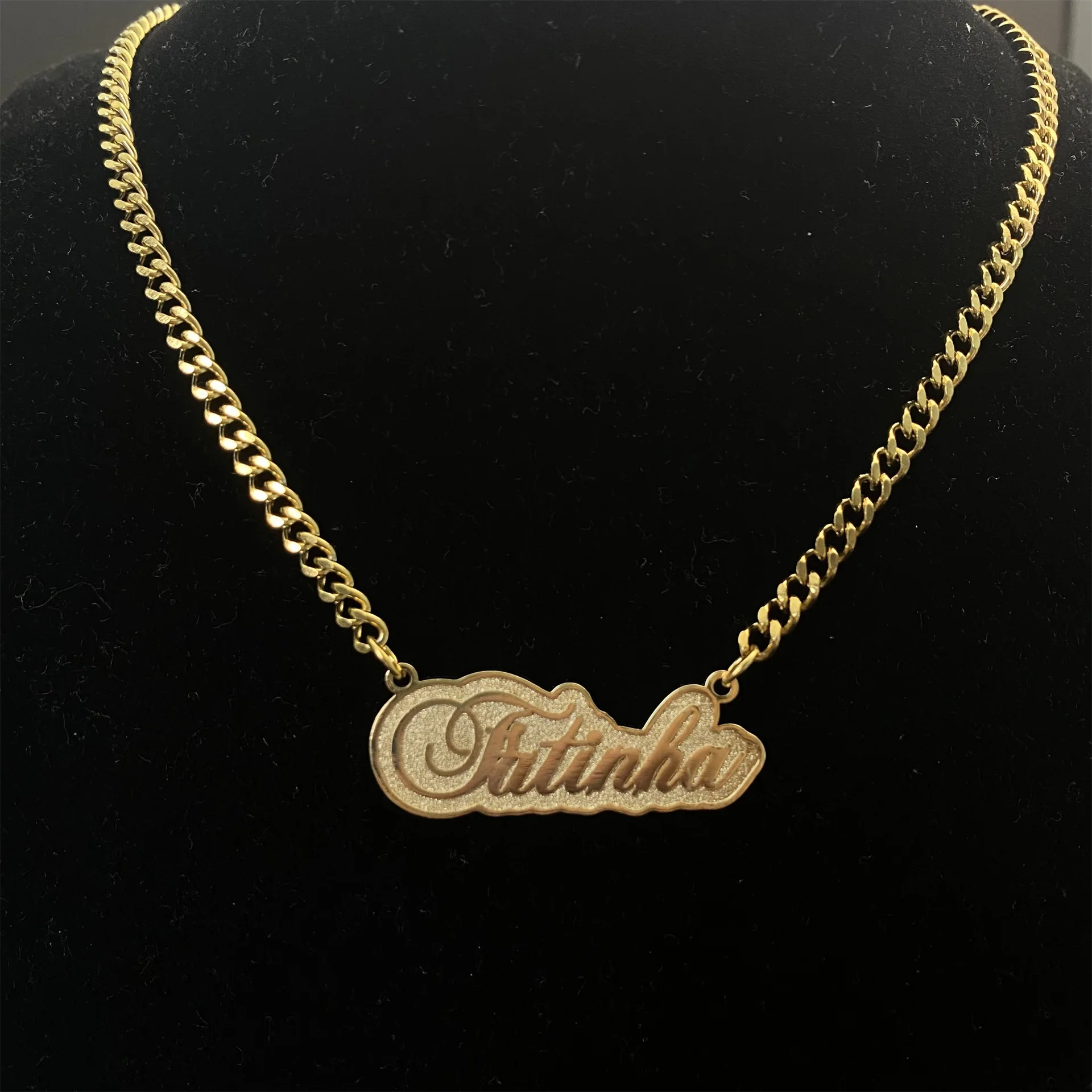 Lateefah Custom Stainless Steel Name Necklace DIY English Letter Corrosion Real Gold Plated Necklace for Men