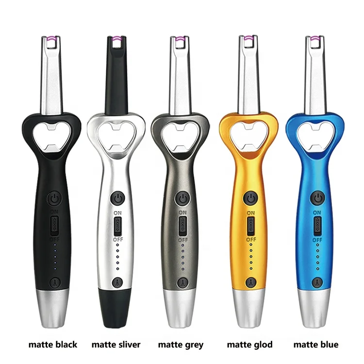 Outdoor camping led usb usb electric bbq stove candle lighter with beer bottle opener