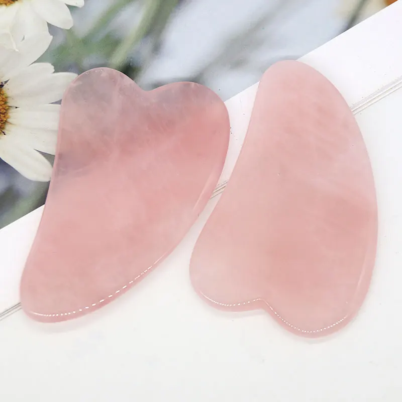 
facial body guasha stones massage tool pink rose quartz jade gua sha jade board 