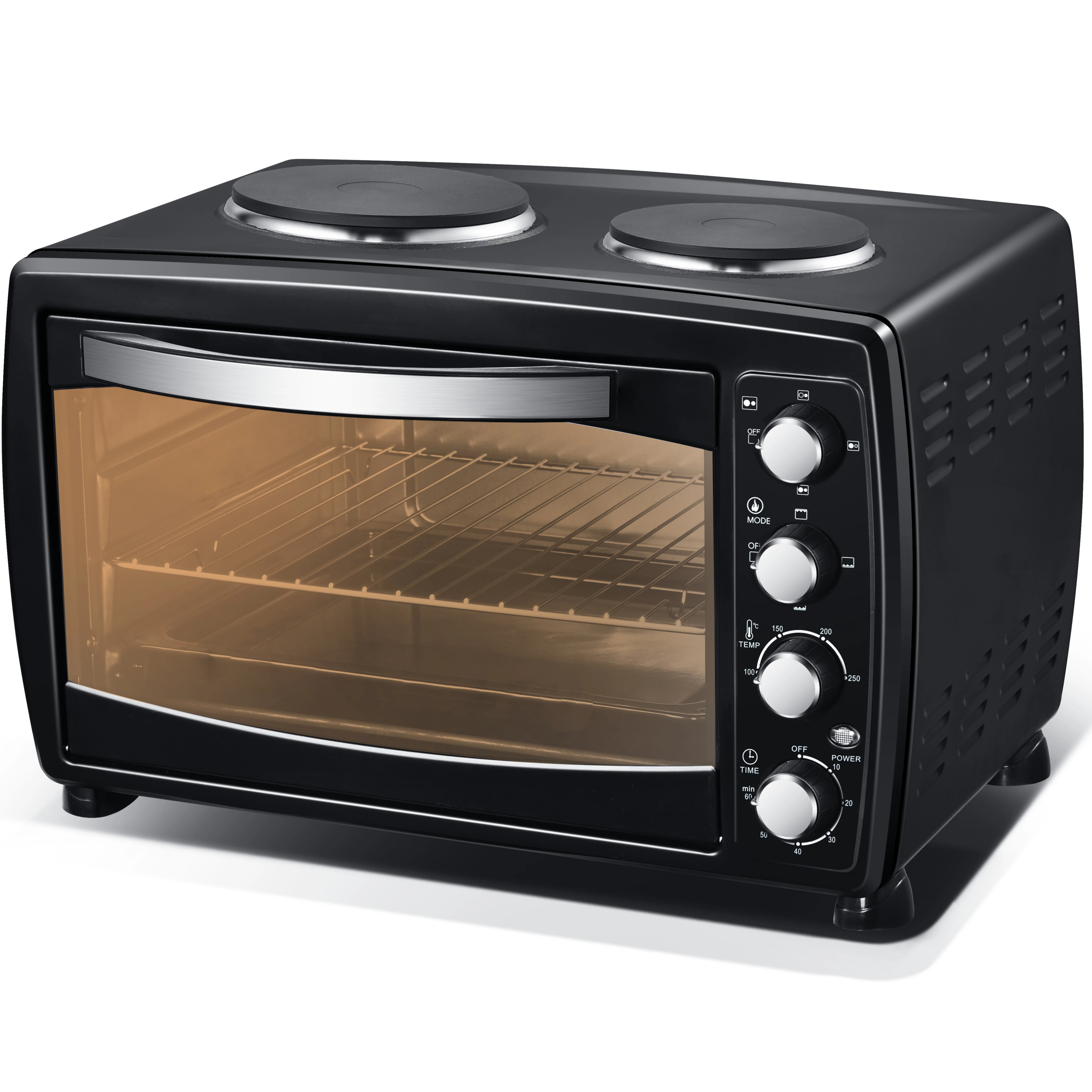 1600W Large Home Electric Chicken Roasted Rotisserie Convection Oven with Two Hot Plates