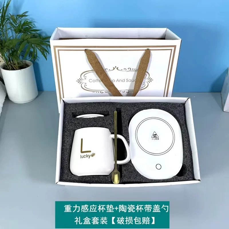 Ceramic business use 55 Degree Thermostatic Hand Automatic Heating Thermos Thermostatic Cup Gift Box Set