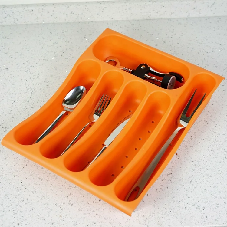High Quality Food Contact Safe Plastic Kitchen Accessories Drawer Organizer Utensil Holder