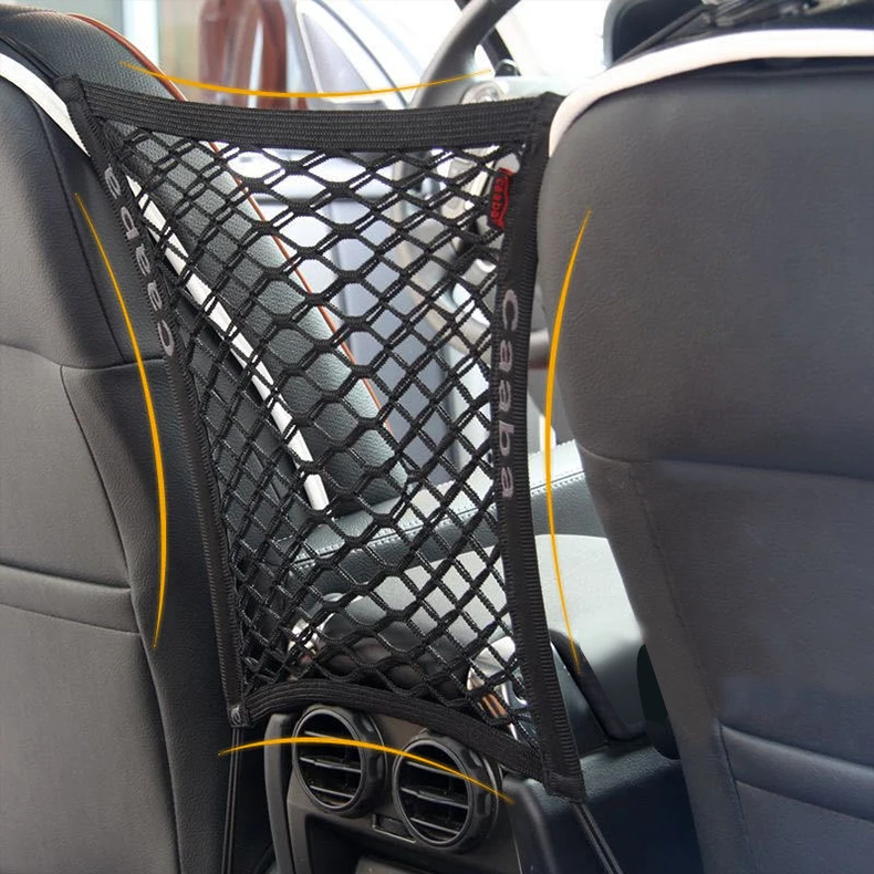 Car Accessories Elastic Driver Storage Netting Pouch Between Front Seats Cargo Tissue Purse Holder Mesh Car Seat Organizer