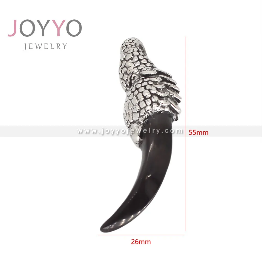 Nordic jewelry black panther tooth pendant stainless steel black stone eagle head pendant