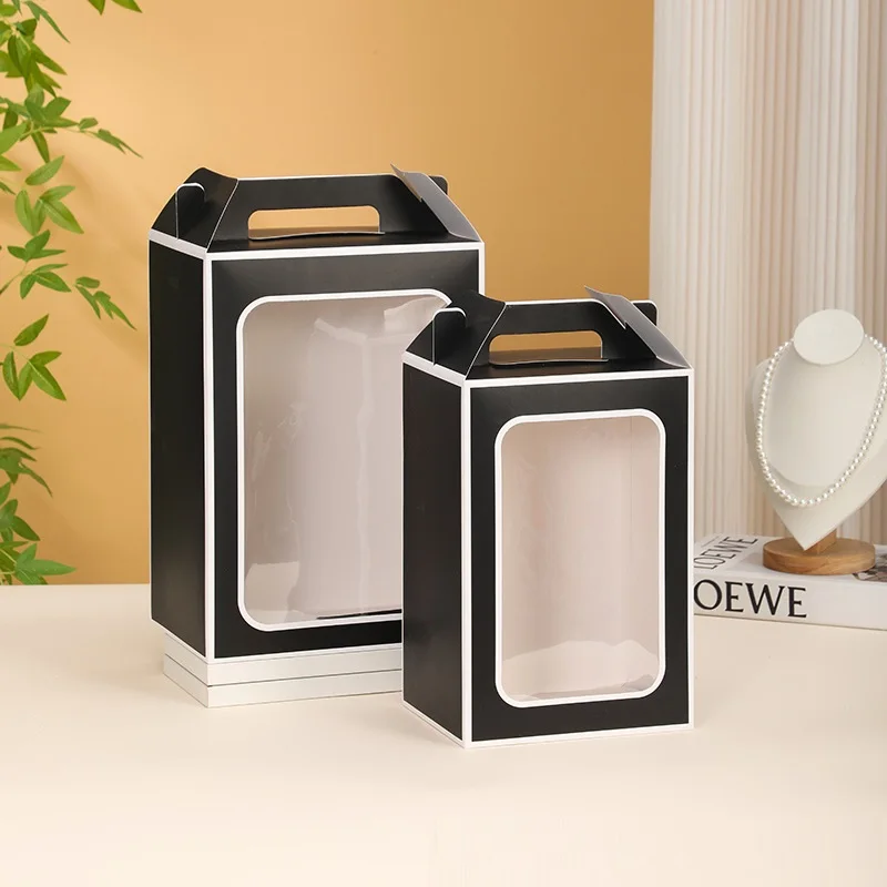 Wholesale Portable Paper Box Packaging With Display Window For Tea Dessert Cake Nuts