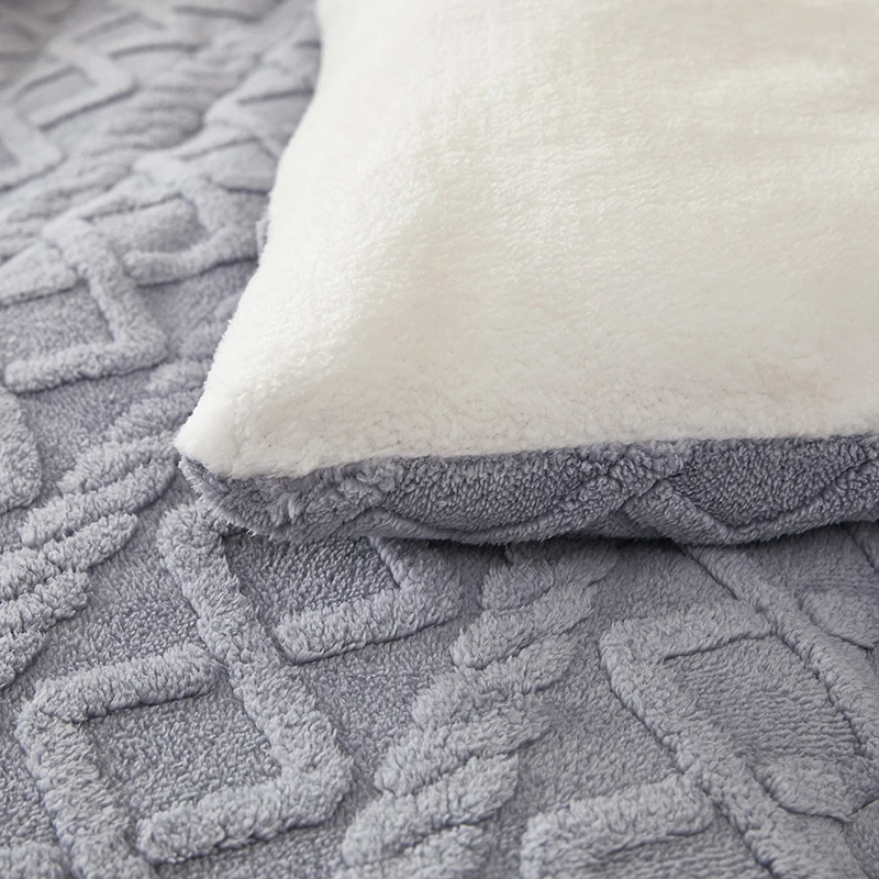 3D Arabesque Double-Sided Hypoallergenic Heavy Sherpa Comforter Home Winter Warm Soft Fleece Queen Size Bed Quilt Comforter