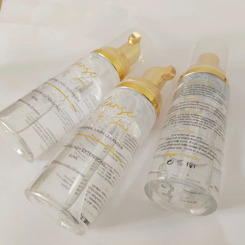 New custom eyelash extension shampoo lash foam shampoo oil free vegan nude shampoo bottle wash cleanser 60ml