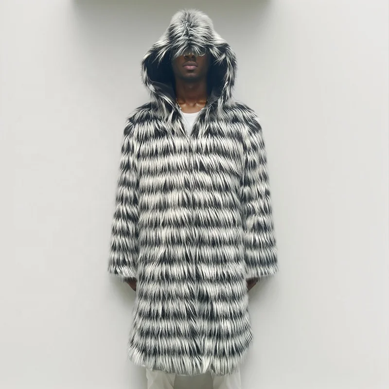 Мужская Роскошная куртка из искусственного меха с леопардовым принтом